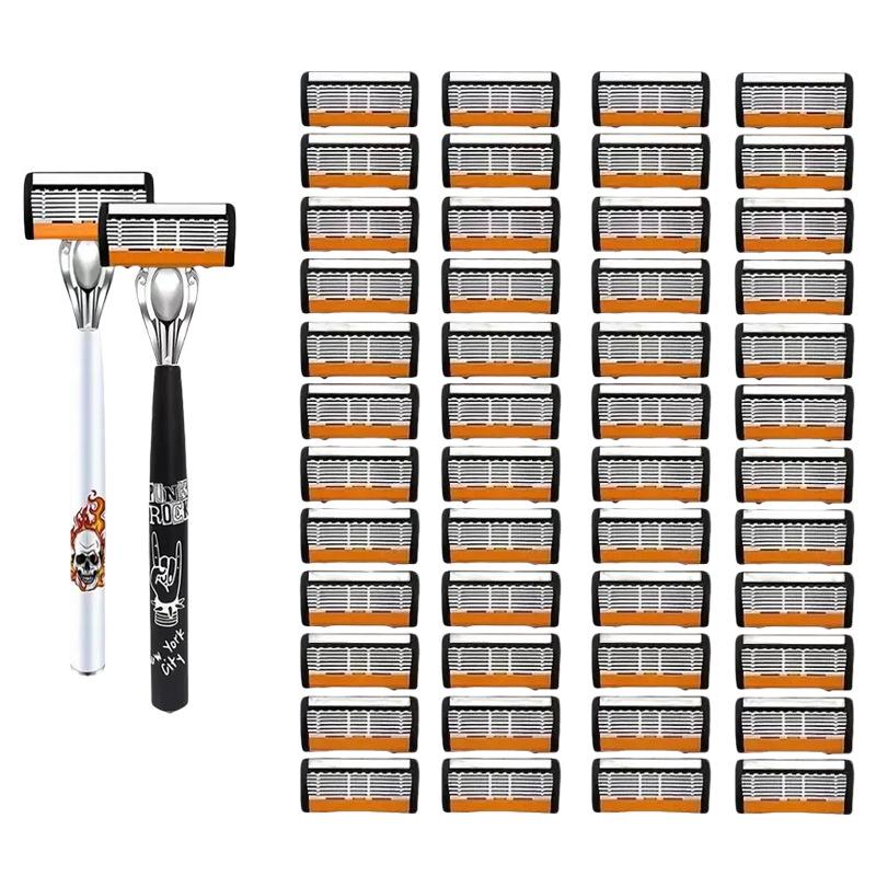 Six-Layer Men's Manual Razor with Metal Shaver Head