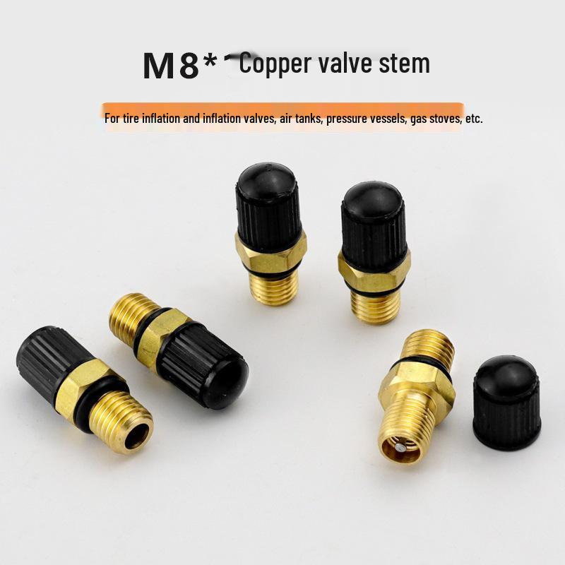 M8*1 Copper Tire Valve Stem with Built-in American Valve Core for Car, Motorcycle, Bicycle