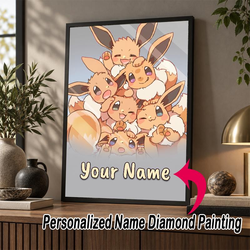 Personalized Eevee Diamond Art Custom Name 5D Diamond Painting Full Drill DIY Craft