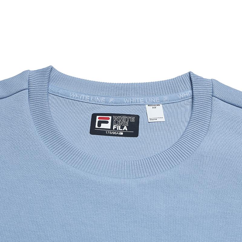 Fila Heritage Fashion Classic Simple Comfortable Casual Versatile Knitted Crew Neck Sweatshirt Men Sweatshirt Sky-Blue F11M548217FBU