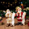 Santa Claus Figurine Small Resin Santa Sculpture with Gift Bag/Wish List for Mantle Bookshelf Tabletop New Year Party Decor