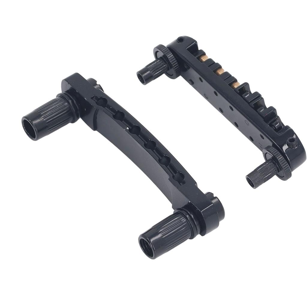 Guitar Roller Saddle Bridge Height Adjustable Brass Roller Saddle and Tailpiece for LP Electric Guitars