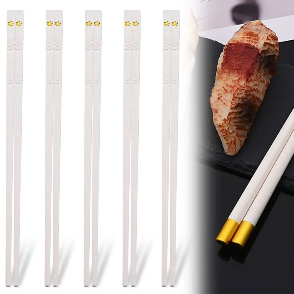 5 Paar japanische chinesische Essstäbchen, Sushi-Stäbchen, wiederverwendbares koreanisches Essstäbchen-Set aus Metall, gesundes Geschirr aus Legierung, Palillos Chinos