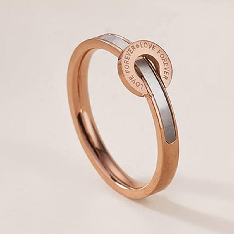 Japanese and Korean Titanium Steel English Half Circle Shell Ring Women's Retro Temperament Index Finger