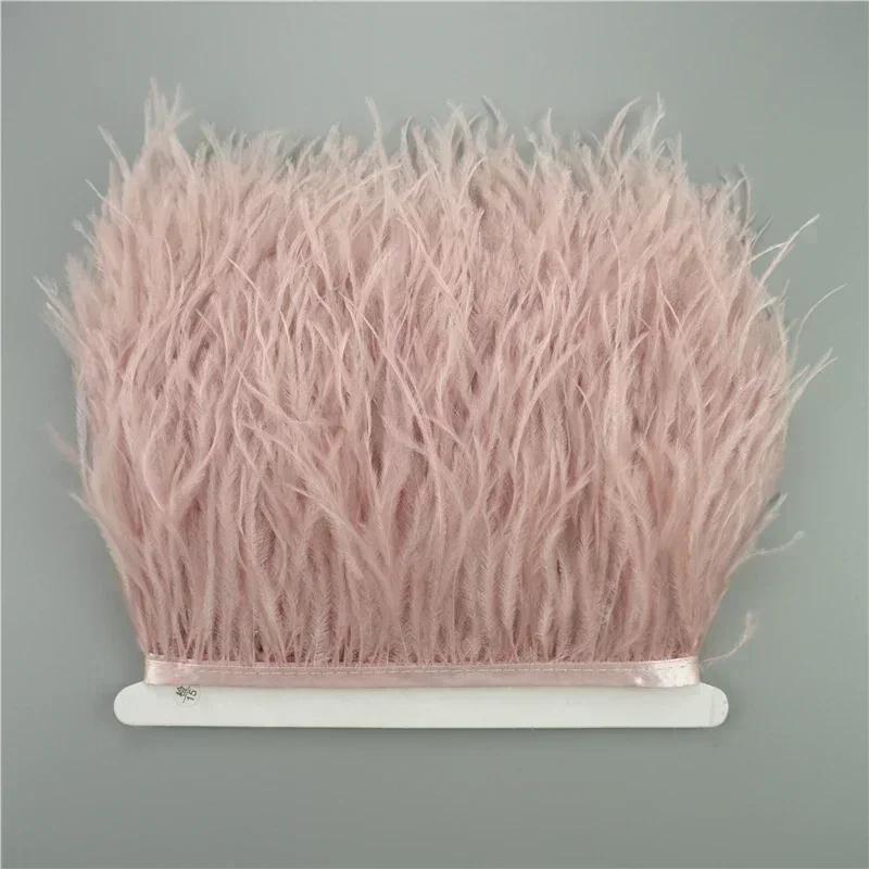 Feather10Meters Ostrich Feathers on Ribbon Tape 10-15cm 4-6" Feather Trim Boa for Clothes Sewing Trimmings Fringe Manmade Decorations