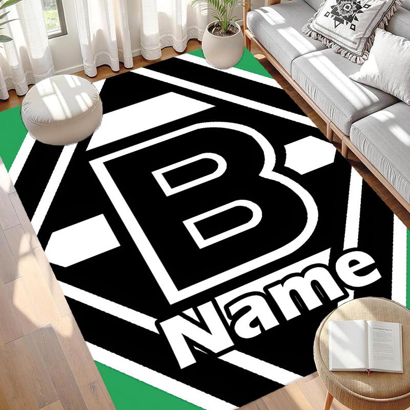 Custom Name Personalized Borussia Monchengladbach Print Carpet, Versatile Home Decor Rug, for Playroom, Apartment, Balcony, Entryway, Hallway Gift