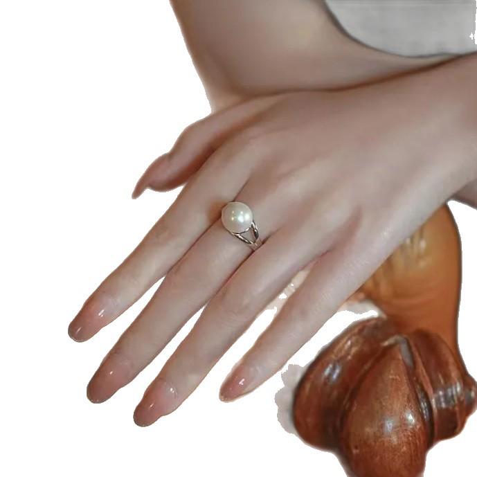 S925 Sterlingsilber Perlen Offener Verstellbarer Ring - Elegantes Nischen-Design für Damen für den Zeigefinger