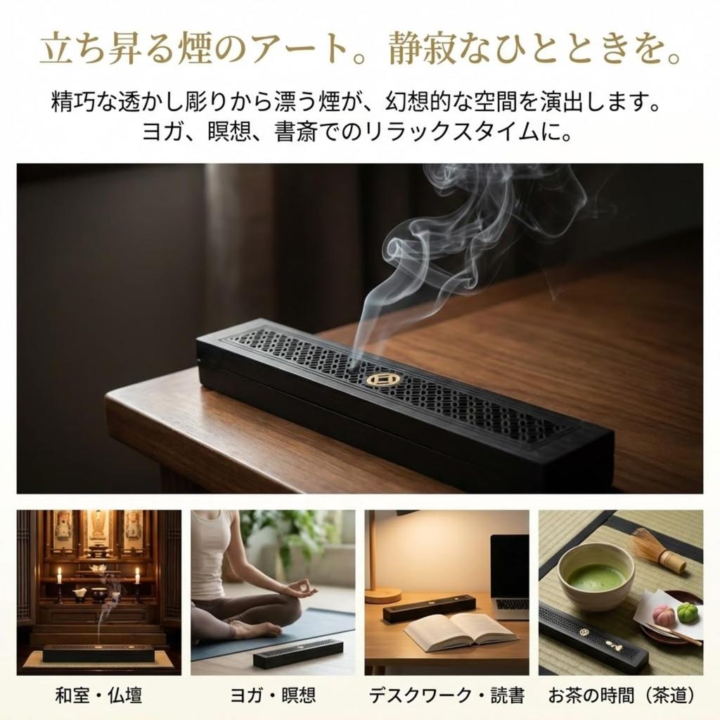 AquaLoach Purple Bamboo Horizontal Incense Burner Magnetic Lid Flame Retardant Felt Laser Openwork Holder for Buddhist Interior Decor