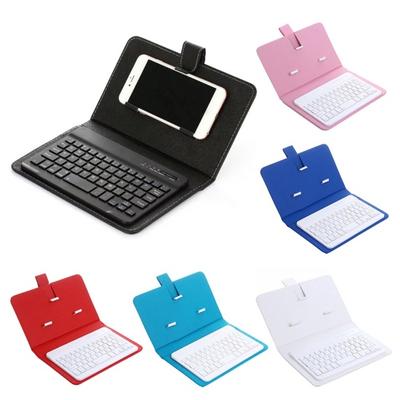 Tragbare Kabellose Bluetooth-kompatible Kunstlederhülle Tastatur mit für iPhone Telefon