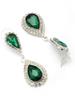 Stylish AD Stone Diamonds Studded Rhodium Plated Silver Green Drop Choker Necklace with Drop Earring Combo Jewellery Set