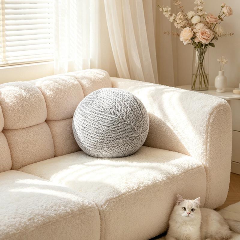 Nordic Style Round Ball Cushion Velvet Seat Pouf Stuffed Throw Pillow Room Sofa Decor Soft Ball Cushion Waist Back Cushions