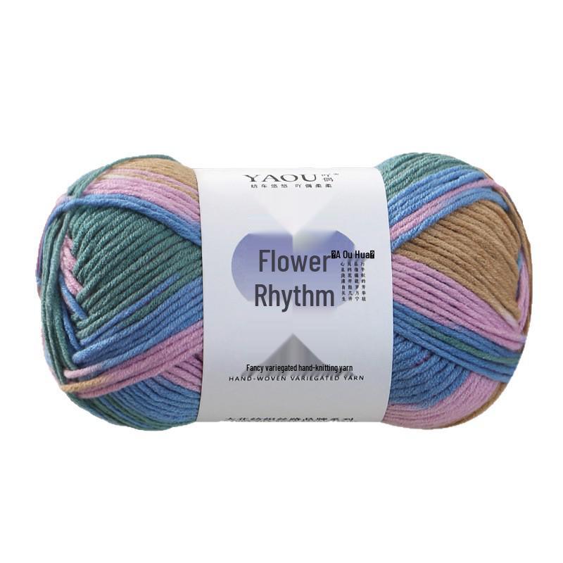 Yaoou Flower Gradient 6-Strand Colorful Milk Cotton Yarn for DIY Knitting