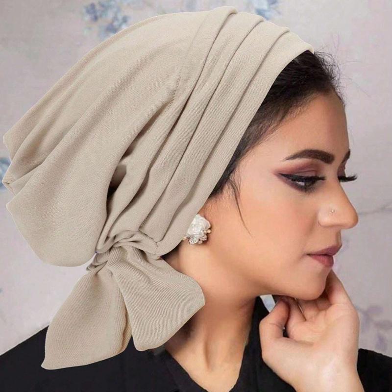 1pc Women Muslim Hiab Turban Headscarf Wrap Hat Hair Loss Head Cover Beanies Bonnet Turban Bandanas Chemo Cap