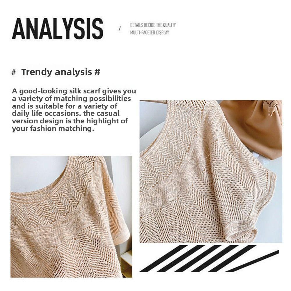 Pure Color Knitted Shawl Hollow Design Cheongsam Outerwear Versatile Warm Scarves  Spring Autumn