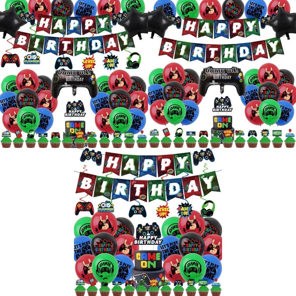 Game On Game Controller Foil Balloon Spiral Flag Set Party Decorations