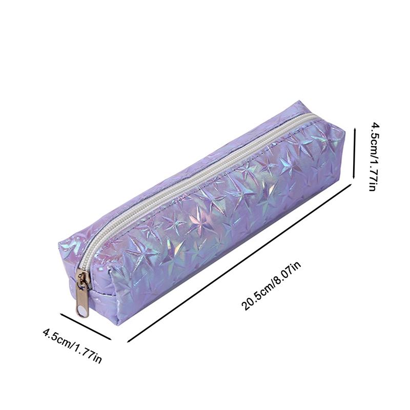 Cute Kawaii Laser 3D Star Pencil Case High Capacity Pen Bags Cute Pencil Bags For Girls Gift School Supplies Korean Stationery