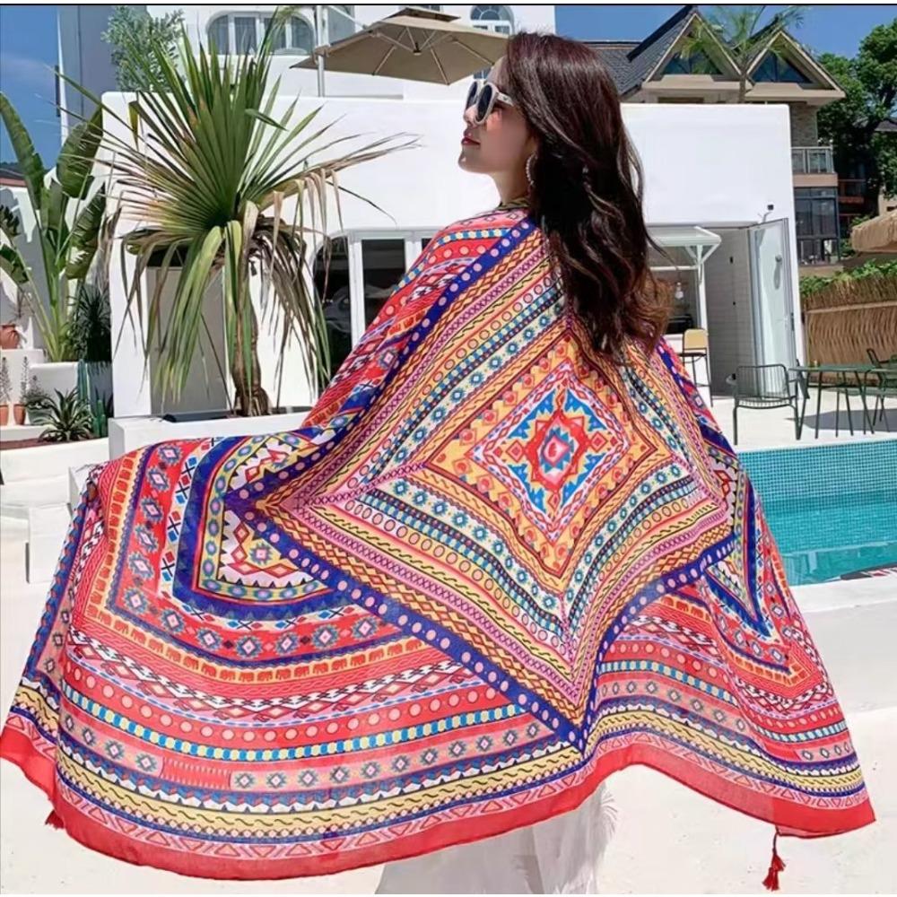 Chaka Salt Lake Great Northwest Tourism Ethnic Style Scarf Silk Scarf Women'S Summer Seaside Beach Shawl Sunscreen Thin