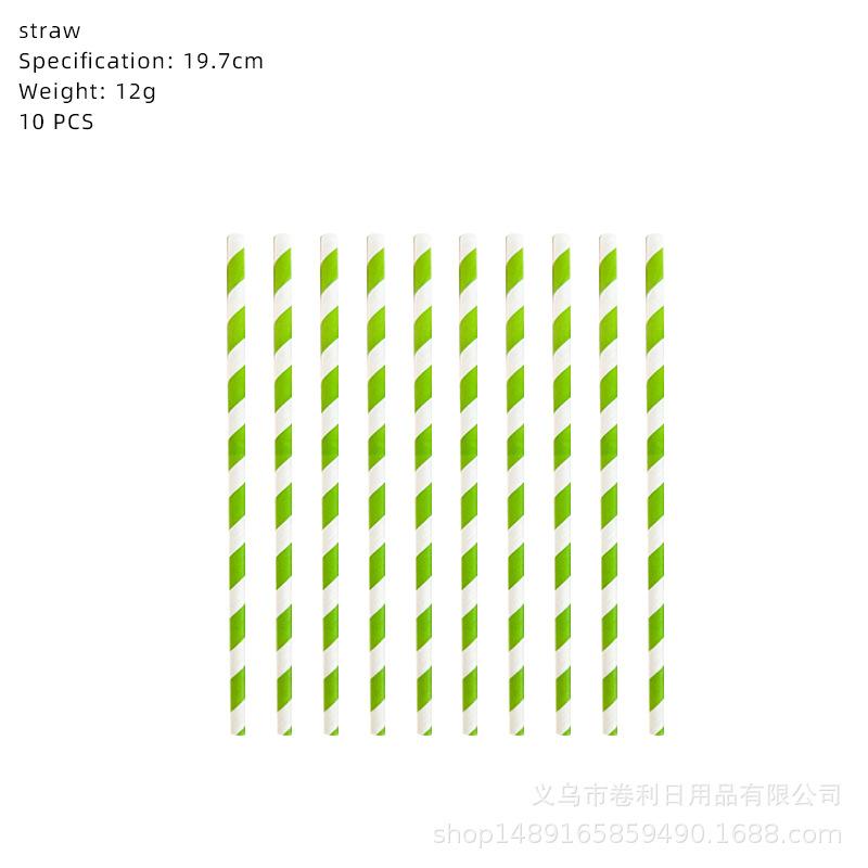 

Martini Themed Party Supplies Cocktail Party Decoration Banner Flag Party Paper Plates Paper Cups Tissue Tableware Green striped straw 10pcs
