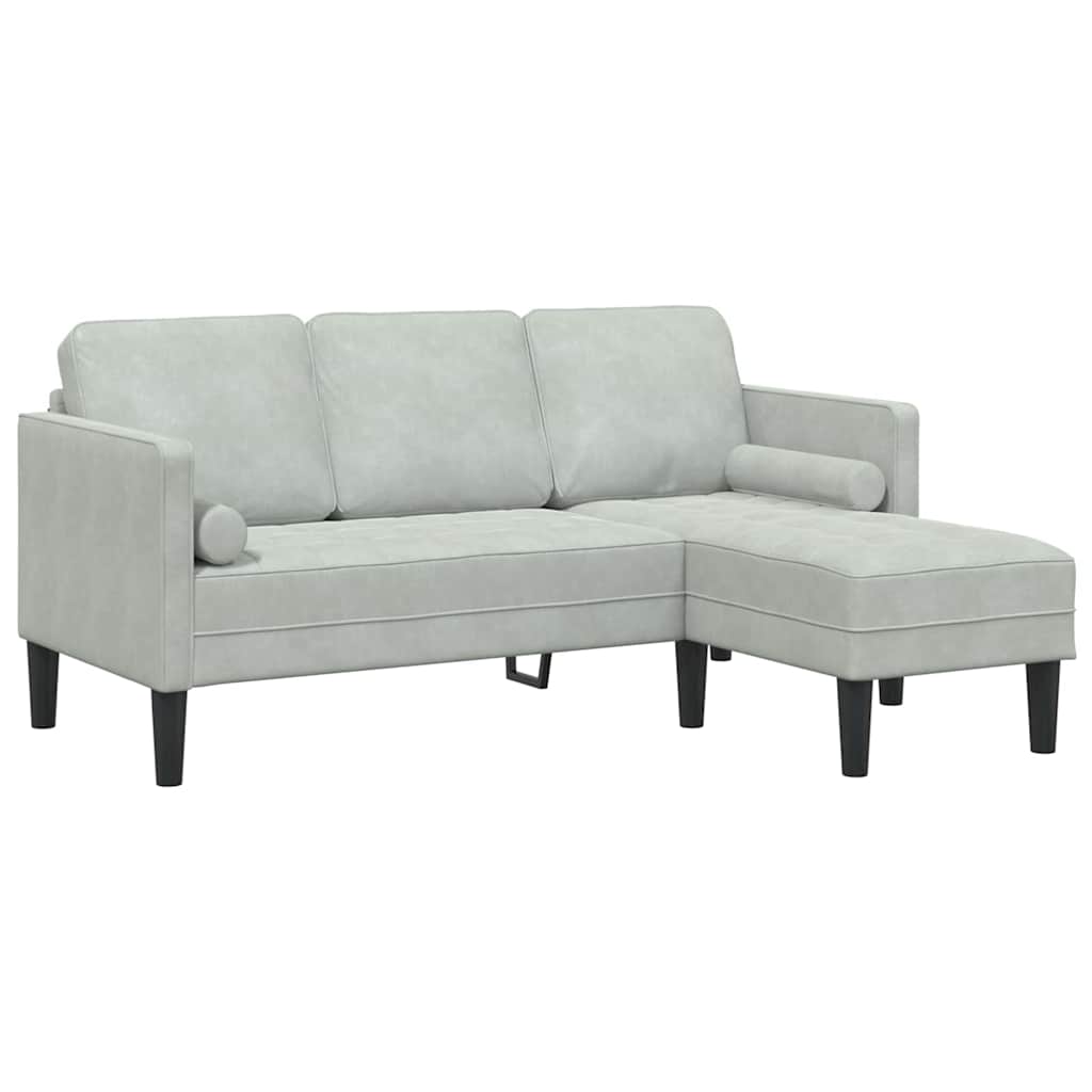 2 Piece Sofa Set with Cushions Light Grey Polyester