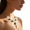 Stylish Retro Fashion Necklace Bohemian Turquoise Stone Accent Clavicle Chain Elegant Accessory for Women