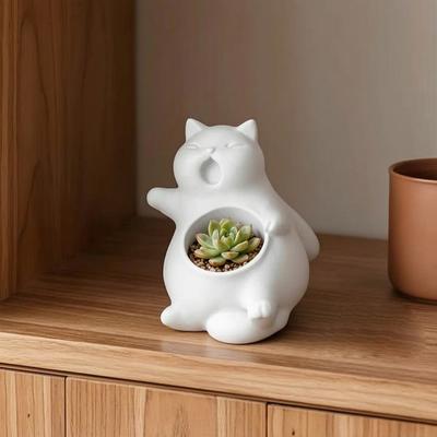 Flowerpot Yawning Cat Integrated Shape Pot Indoor Molding Plant Gardening Plant Holder