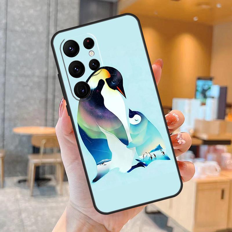 Cute Cartoon Penguin Phone Case For Samsung Galaxy S25 S23 S22 S21 S20 S24 Ultra S9 S10 Plus S25 FE Back Cover