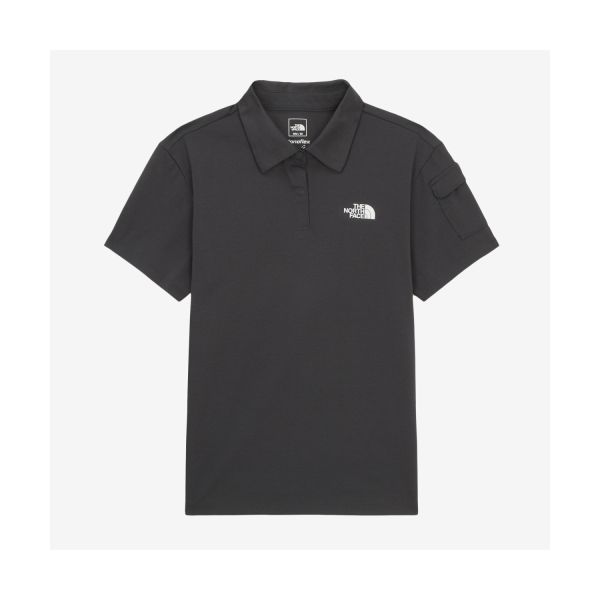 The North Face Solid Color Button Short Sleeve Polo Shirt Unisex Tops Black NT7PR09C