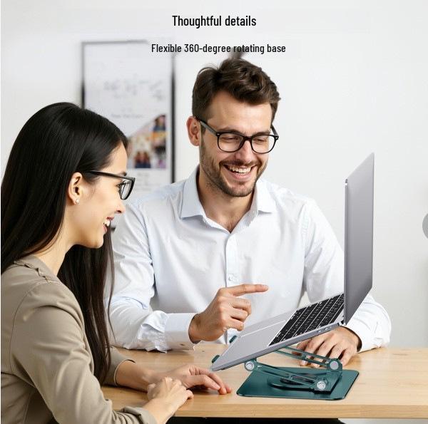 Adjustable Rotating Laptop Stand with Cooling Base
