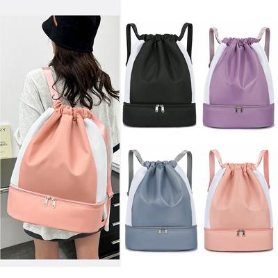 Fitnesstasche für Damen, Fußballtraining, Sport, Wandern, Klettern, Schwimmen, Kordelzug-Aufbewahrungsrucksack, Reisetasche mit Trocken- und Nasstrennung