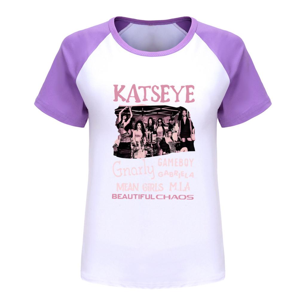 5296 Kinder Mädchen KATSEYE Print Freizeit-Baumwoll-T-Shirt