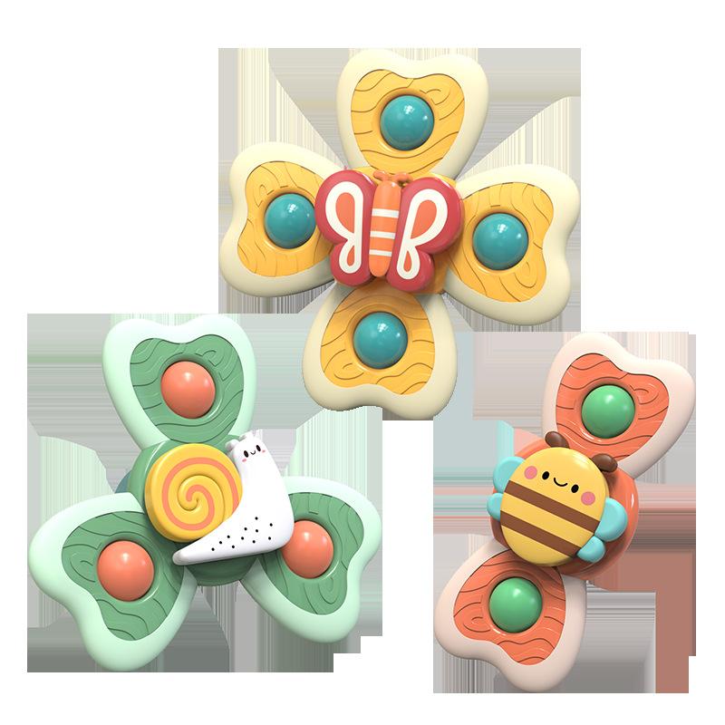 Children'S Suction Cup Rotating Toy Silicone Can Bite Suction Cup Baby Car Finger Rotating Dining Table Toy