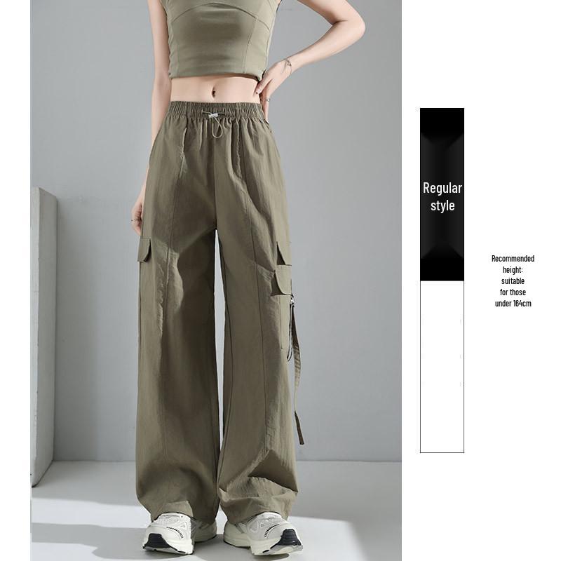 Women's High Waist Purple Parachute Jumpsuit - 2025 Loose Fit, Quick-Dry Ice Silk Hiking Pants