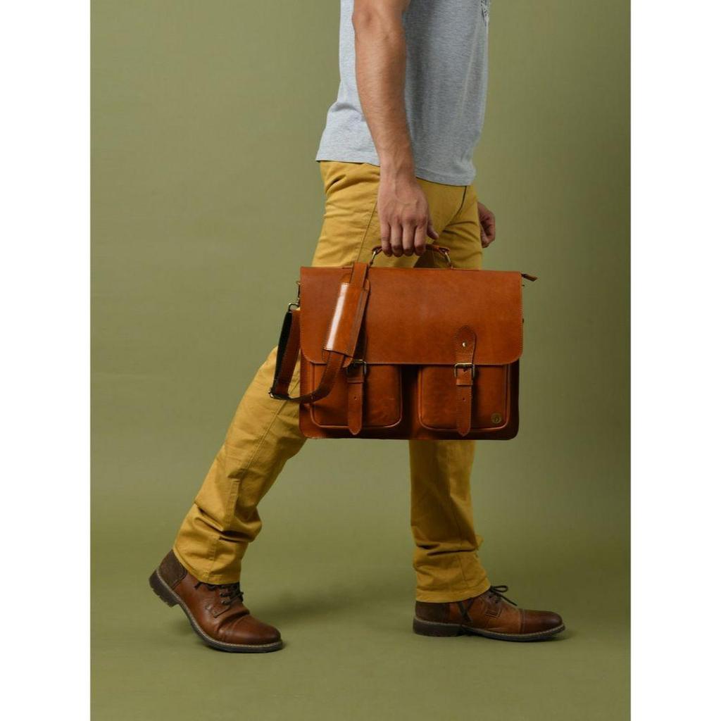 Leather Messenger Bag: Laptop Crossbody Satchel
