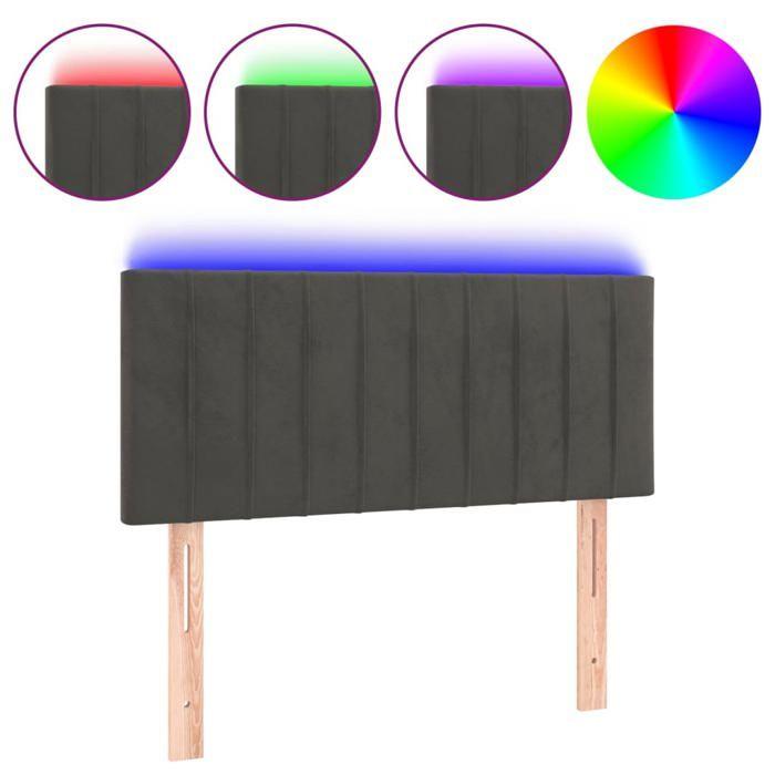 VidaXL Tête de Lit à LED Meuble de Chambre à Coucher Accessoire de Lit Simple Tête de Cadre de Lit Intérieur Gris Foncé 3121887