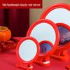 Vintage Round Red Wall-Mounted and Tabletop Makeup Mirror