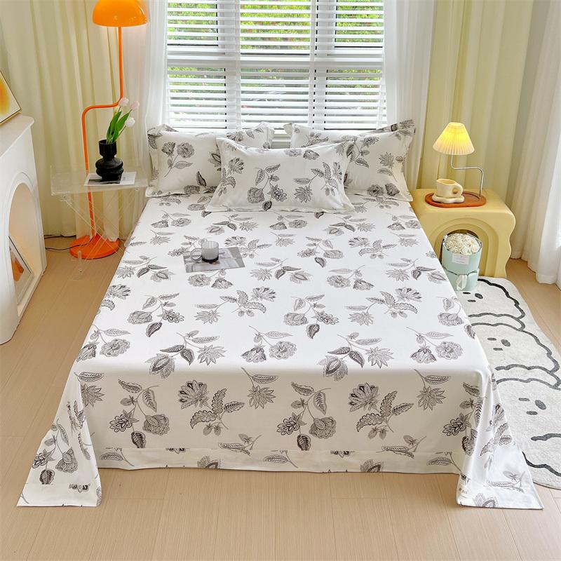 Green Check Raw Cotton Bed Sheets For Double Bed All Seasons Bed Cover Full Set Queen/King Size Flat Top Sheets No Pillowcase