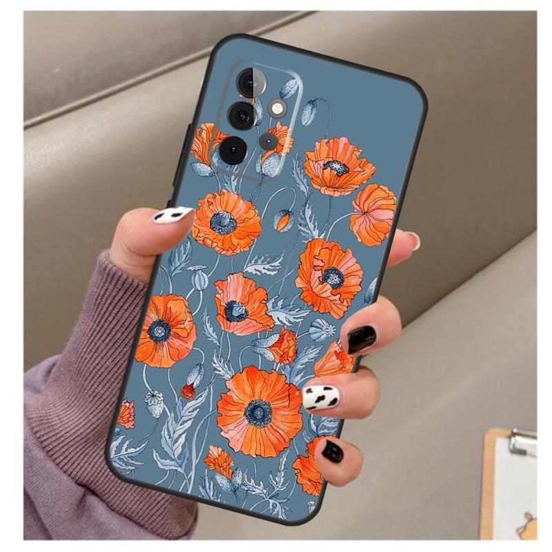 Flower Plant Art Case For Samsung Galaxy A33 A13 A53 A34 A54 A14 A15 A16 A26 A36 A56 A12 A32 A52 A06 A35 A55