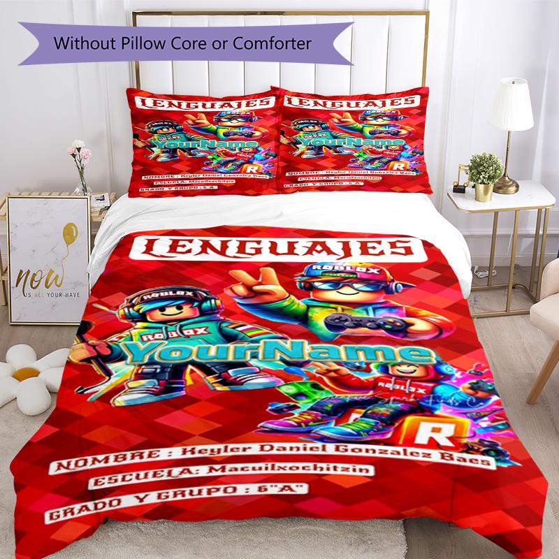 Roblox 37 Customize Your Name Bedding Set Breathable Duvet Cover with Pillowcases Home Decoration Birthday Gift