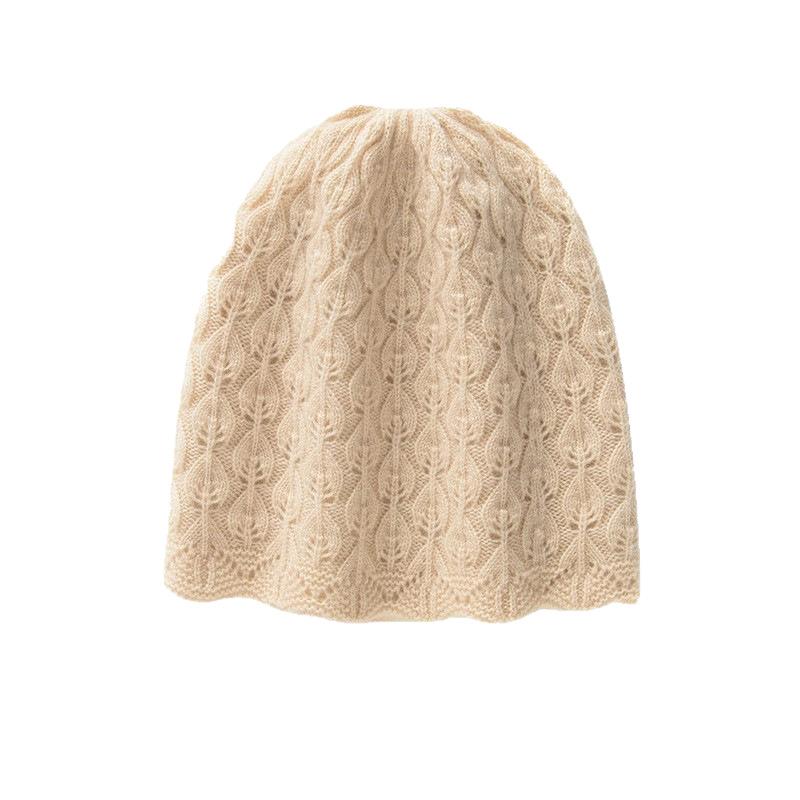Autumn and winter new% cashmere double-layer hat pattern hollow men's and women's pullover knitted headhat