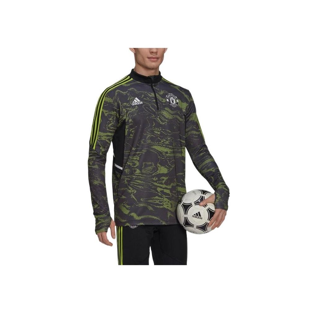 Adidas Fw22 Logo Embroidered Half-Zip Striped Long Sleeve Soccer Jersey Men Tops Camouflage HE6686