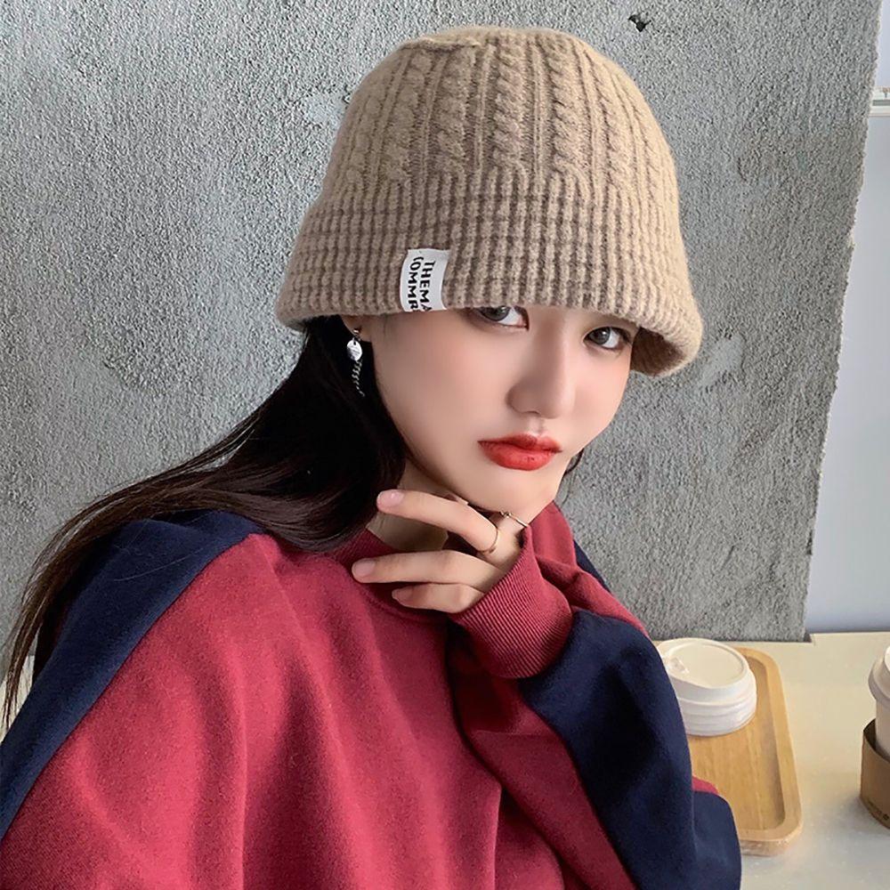 Bonnet Wool Winter Solid Color Big Head Circumference Knitted Hat Fisherman Hat Beanie Hat Warm Cap