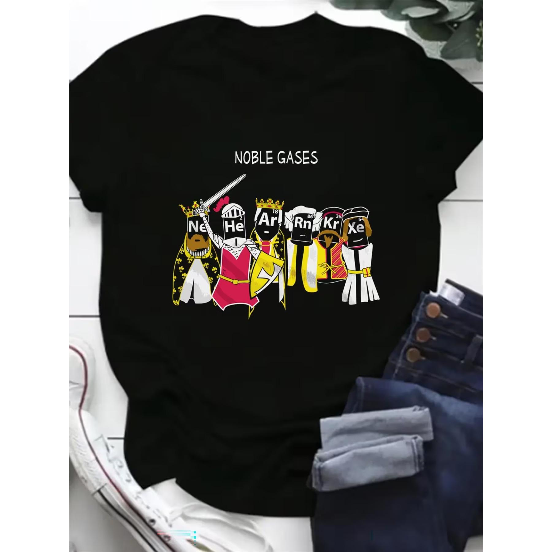 

Women s Noble Gases Periodic Table Graphic T-Shirt - Casual Tee with Helium, Neon,, Argon, Krypton, Xenon, Radon - All-Season Top XXL чорний