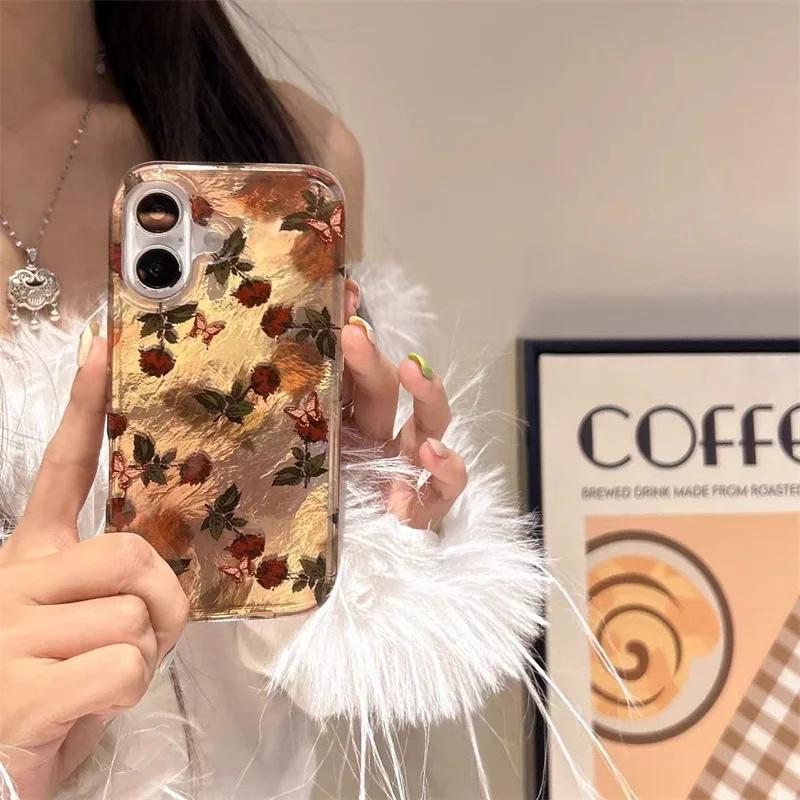 Golden Brown Leaves Clear Phone Case for IPhone 16 15 14 13 12 11 Pro Max XS X XR SE2 7 8 Plus 15 Vortex Pattern Hard Back Cover