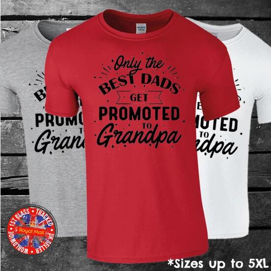 Promoted to Grandpa T-shirt Grandad Dad Daddy Gift Men s Present Family 3XL
