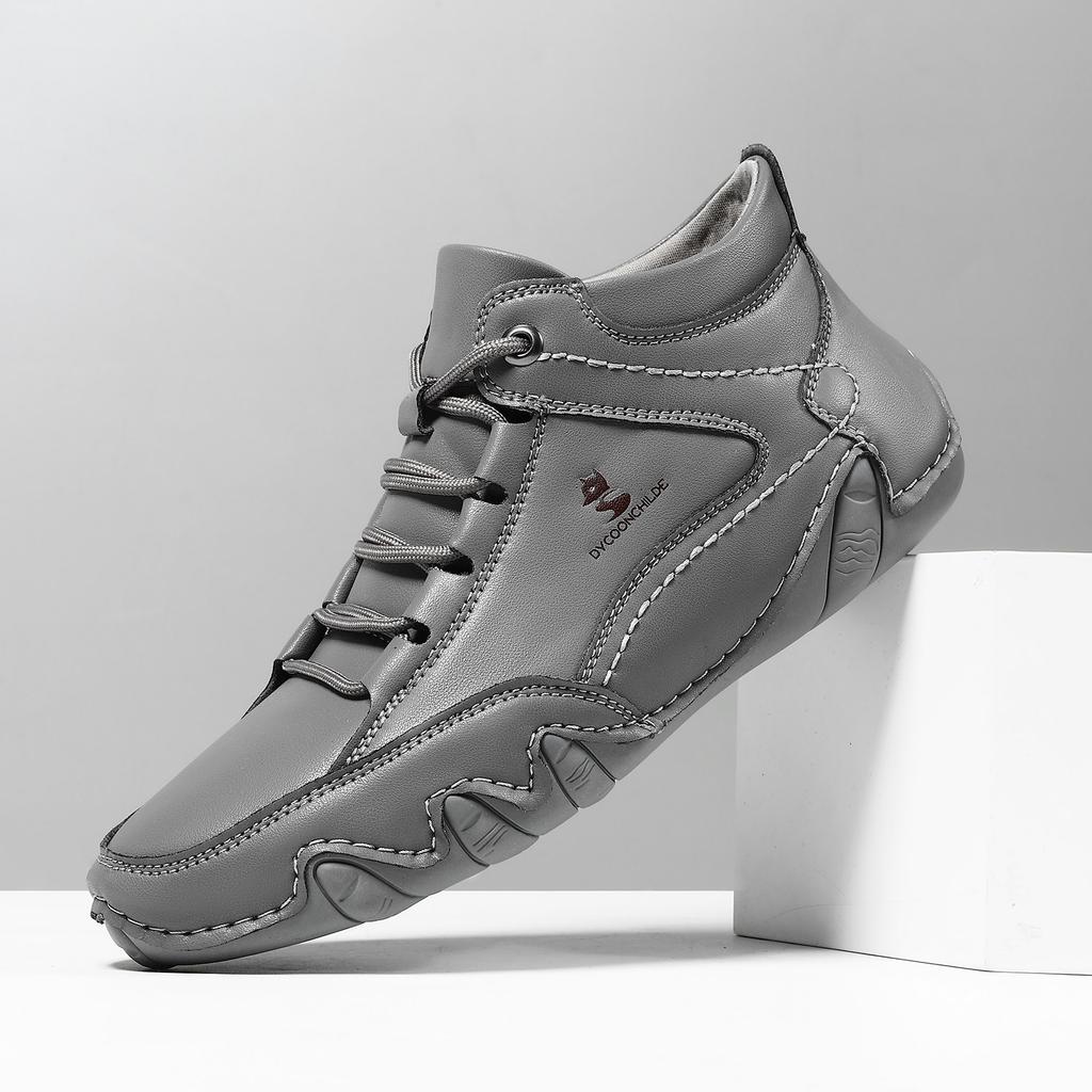 Herren Echtleder Schuhe Stiefeletten Herren Sneaker Outdoor Leicht Schnürschuhe Freizeit Schuhe Mode Slipper Winter Warme Stiefel