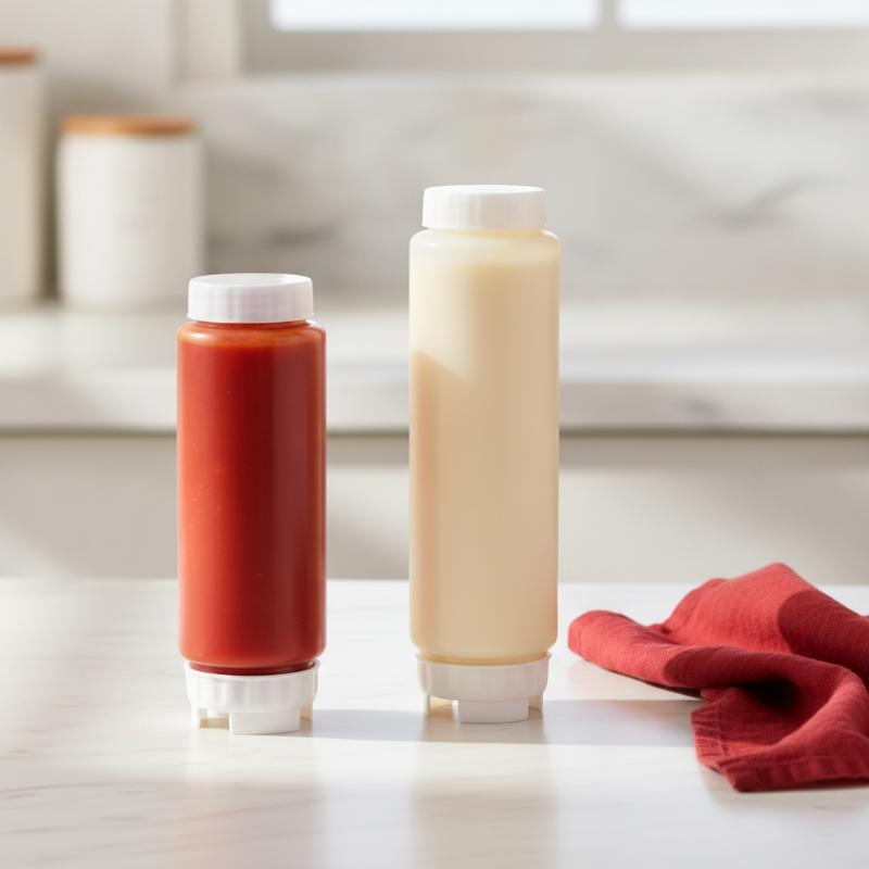Food Grade Plastic Double Nozzle Squeeze Sauce Bottles Leak Proof Perfect For Home Kitchen Cooking Baking Salad Dressing Use