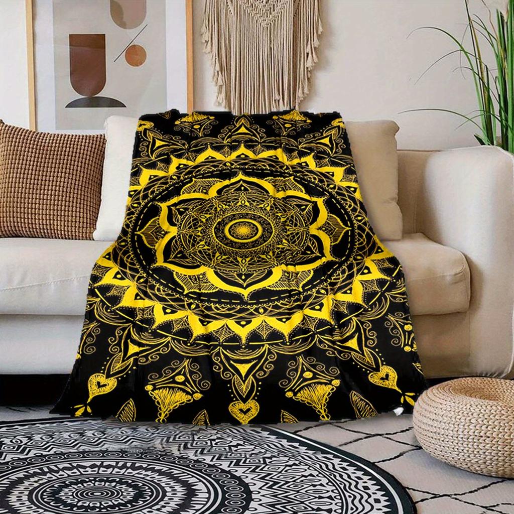 1pc Mandala Print Blanket,Soft Warm Throw Blanket Nap Blanket For Couch Sofa Office Bed Camping Travel