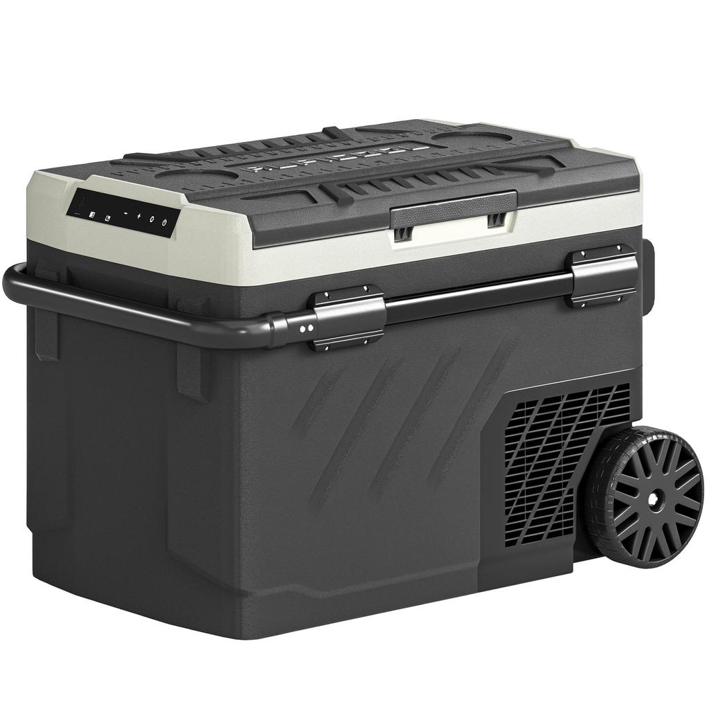 40L Compressor Car Fridge Freezer, Dual Zone Camping Refrigerator with App Control, Telescopic Handle, -20 degrees C-20 degrees C