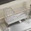 Waterproof Self-Draining Sink Shelf Black/Silver Sink Drain Rack Soap Sponge Holder  Countertop