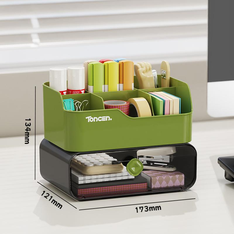 

Бытовой ящик для хранения Настольный косметический ящик для многократного хранения Штабелируемый ящик Многослойный ящик для хранения 2 floors зелёный